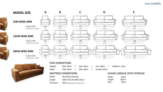 Comfy 18 Lux sofa bed sizes