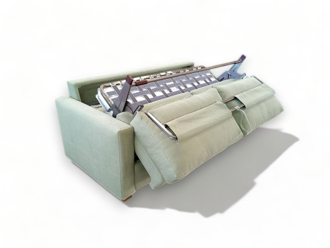 Comfy 14 Standard sofa bed in transition, no need to remove any of the sofa cushions. 