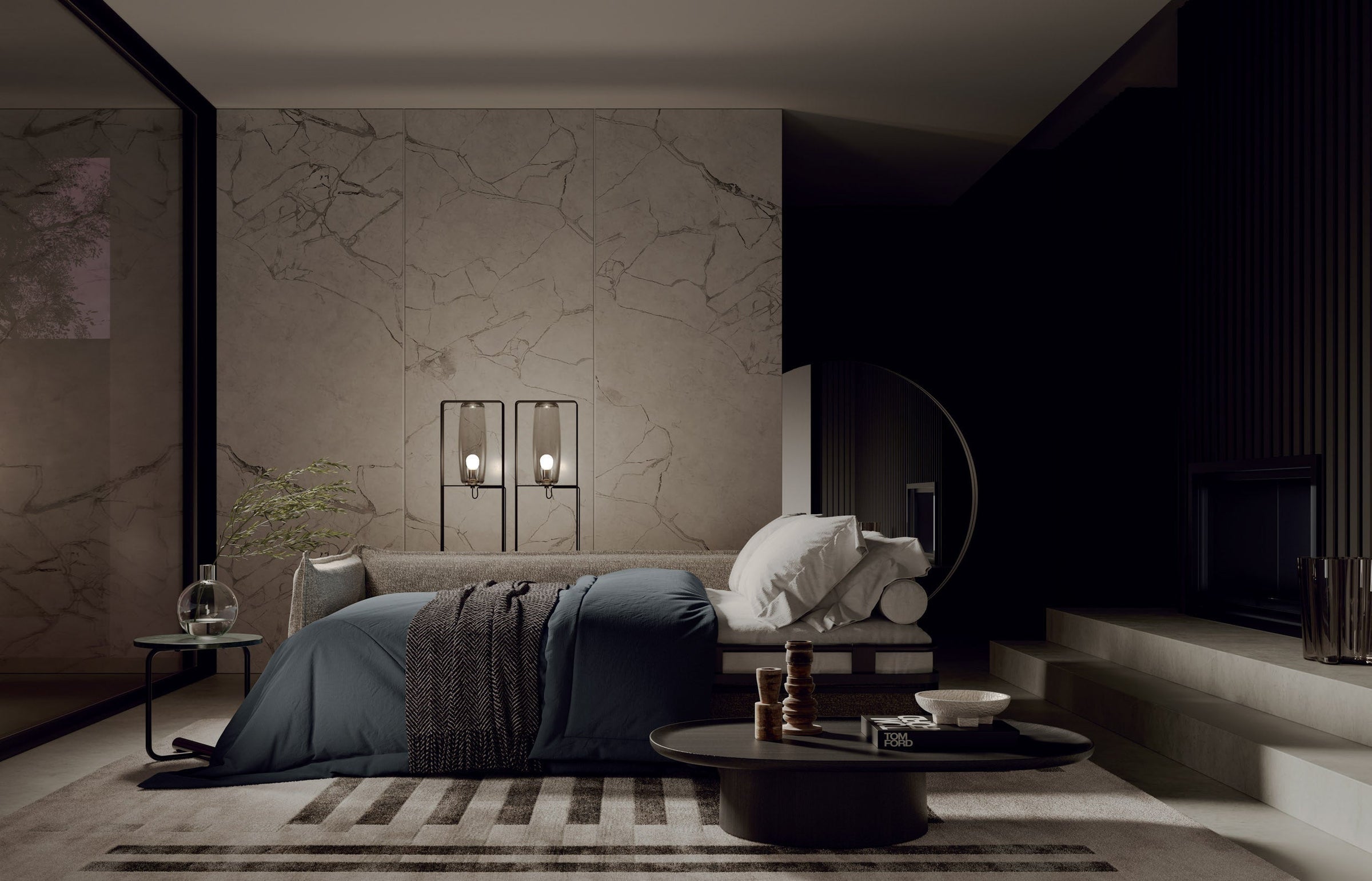 Horizontal sofa bed for narrow room in London apartment