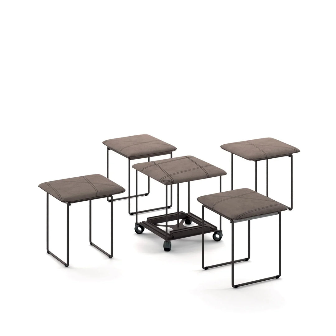 Space saving CUBIX ottoman, transforming into 4 chairs and 1 stool