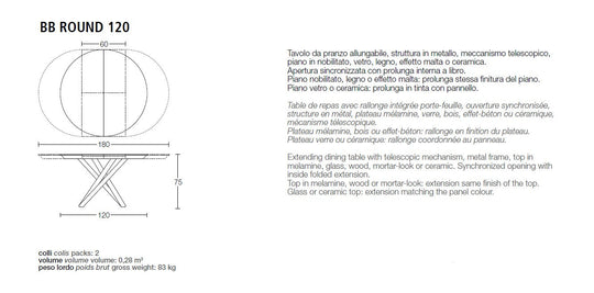 BB Round extendable dining Table
