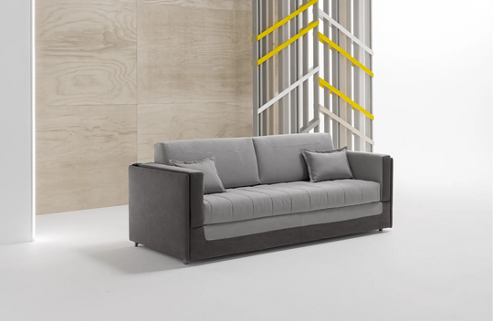 Gray Gemini sofa bunk bed in the sofa position.