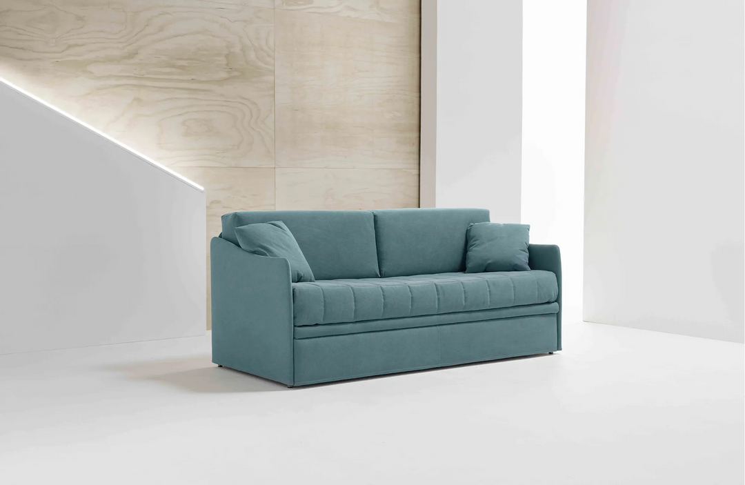 Side by Side blue sofa bed 