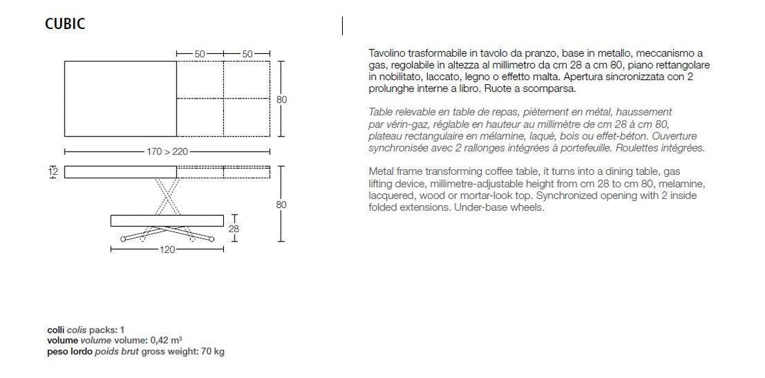 Cubic coffee to dining table 