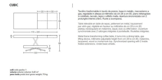 Cubic coffee to dining table 