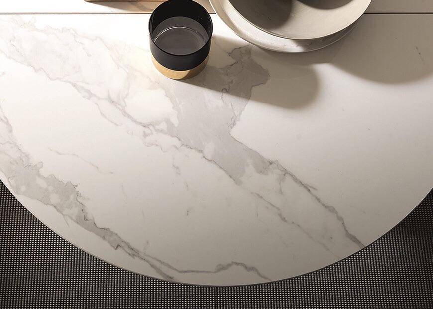 Close up of Concept Round coffee to dining table 