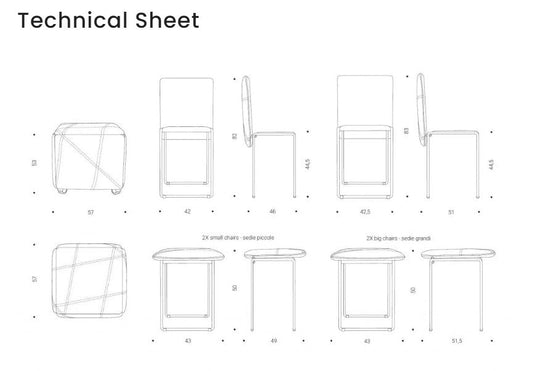 Technical drawing of Cubix ottoman