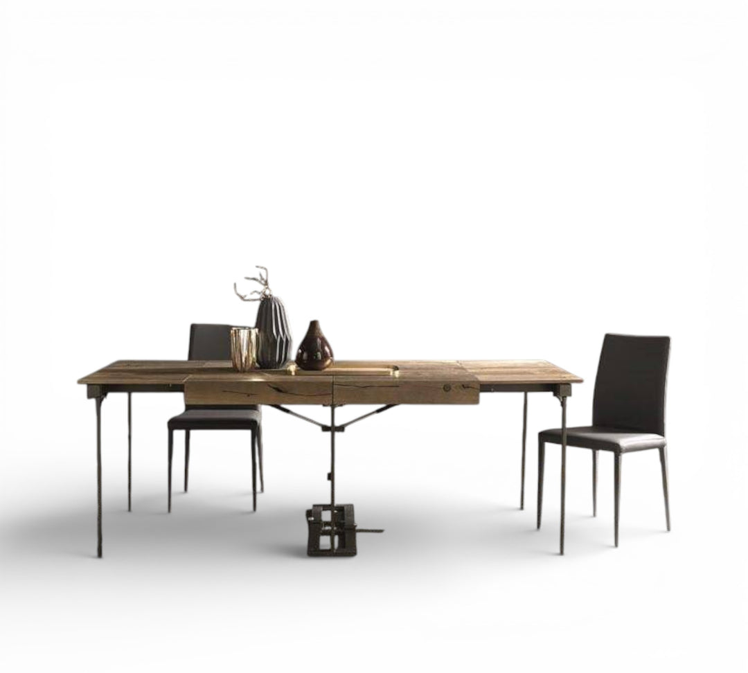 Delta dining table with chairs on a white background