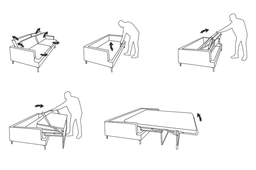 Technical drawing of Dave sofa bed 