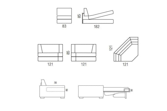 Technical detail of Duke sofa or sofa bed 