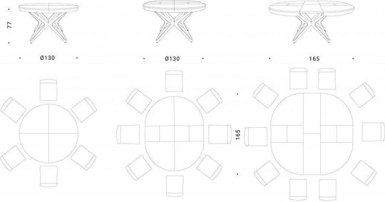 Big Round, extendable dining table measurements 