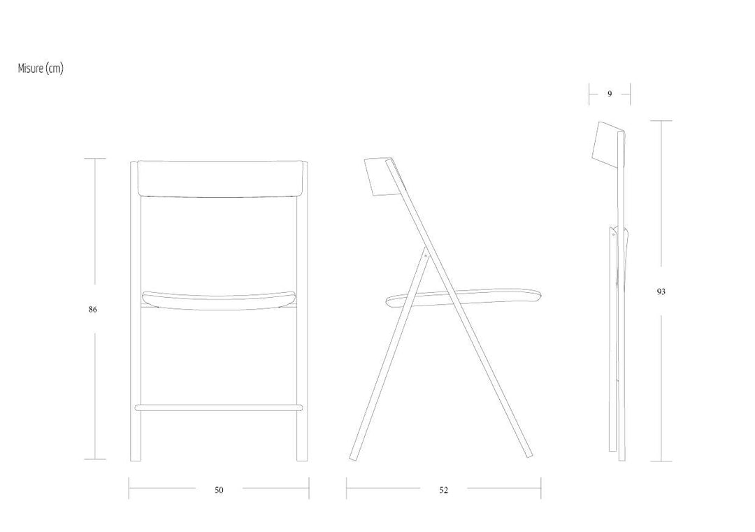 Technical drawing of Joe folding chair 