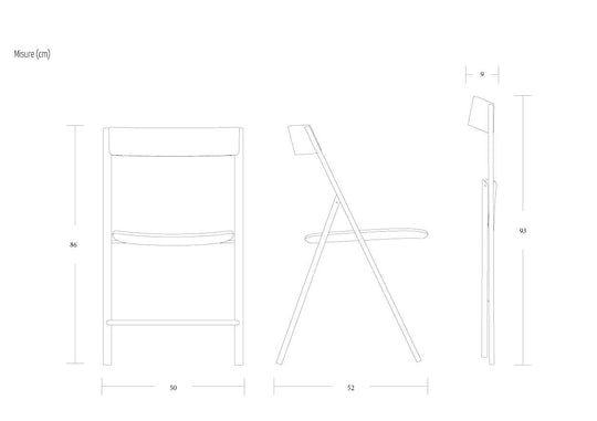 Technical drawing of Joe folding chair 