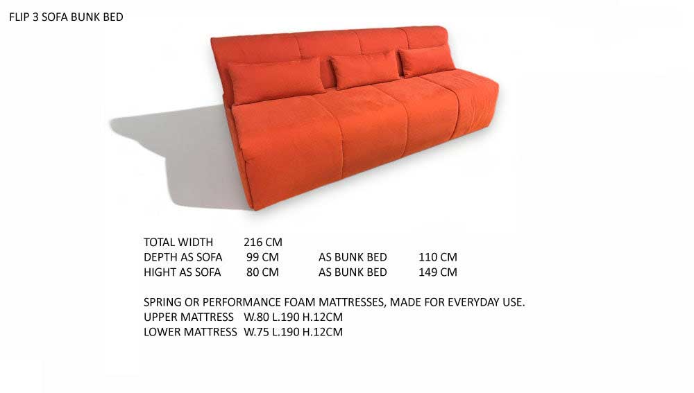 Flip 3 measurements sofa bunk bed